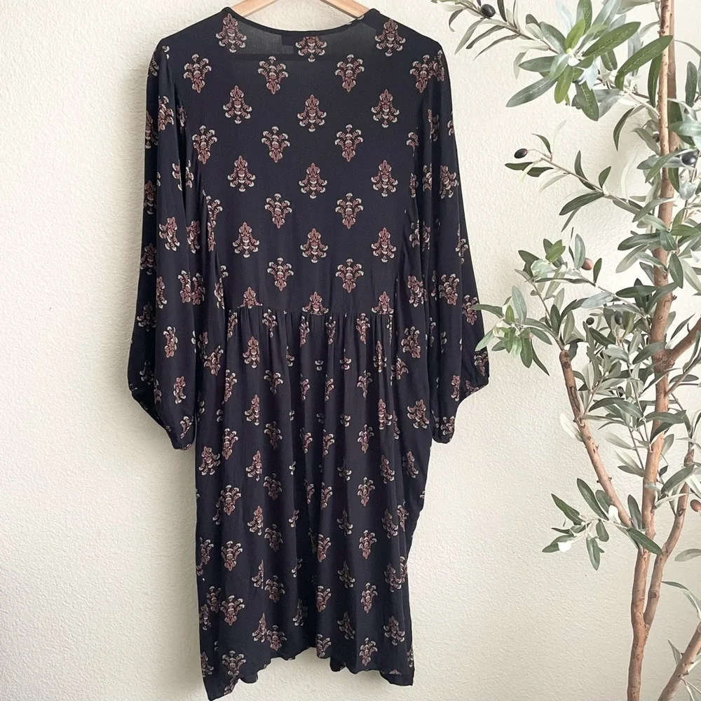Knox Rose Women's Bishop 3/4 Sleeve A-Line Dress Black Size 1X - Picture 8 of 8
